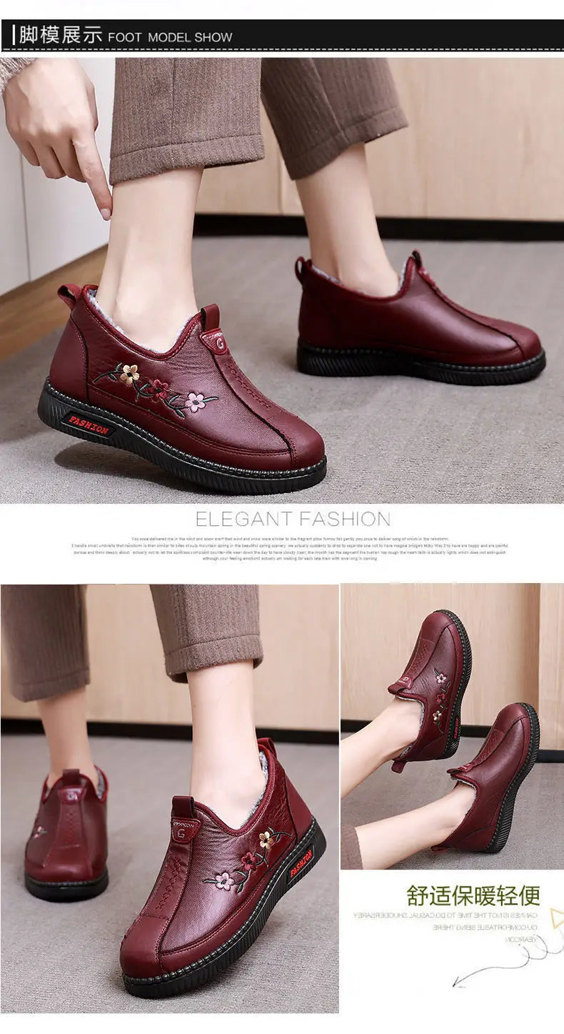 Zapatillas De Invierno Para Mamá | Mocasines Tipo Oxford Felpa Calidad