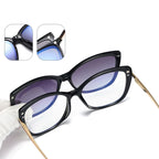 Gafas Lectura Ojo Gato Montura Metálica Clip Magnético | Polarizadas Miopía A La Moda