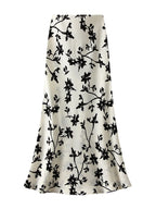 Falda Vintage de Satén | Estampado Floral Elegante