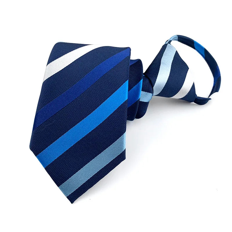 Corbata Preatada Con Cremallera Rayas Negocios Estilo Moderno y Tico