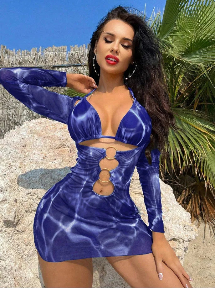 Conjunto de Tres Piezas - Bikini y Cover Up para la Arena