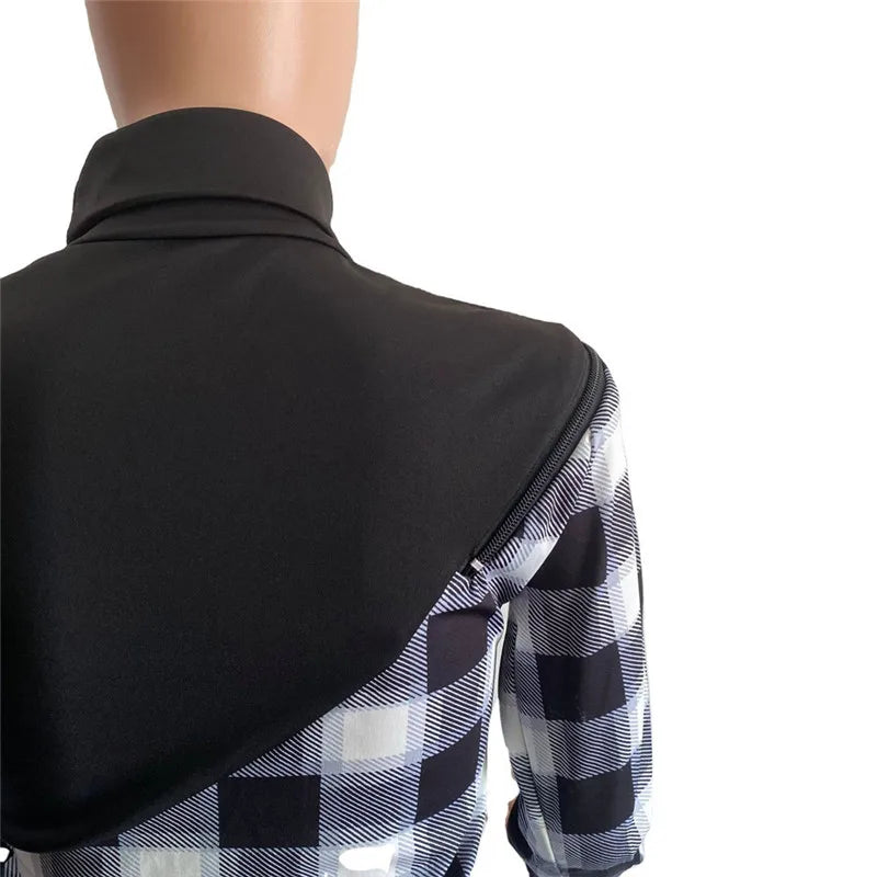 Vestidos de S-3XL de talla grande para mujer, minivestidos de cumpleaños a cuadros de retazos, trajes de Club, ropa de primavera, venta al por mayor, envío directo, 2022