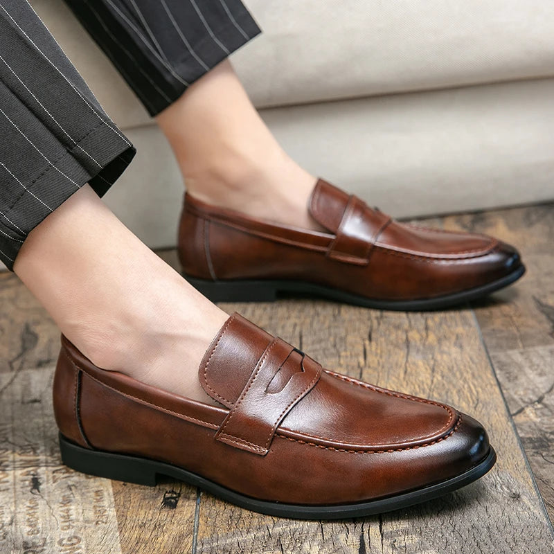 Zapatos de vestir para hombre, mocasines de cuero social, talla grande 48, zapatos de cuero casuales de negocios para hombre, zapatos clásicos de fiesta y oficina para hombre