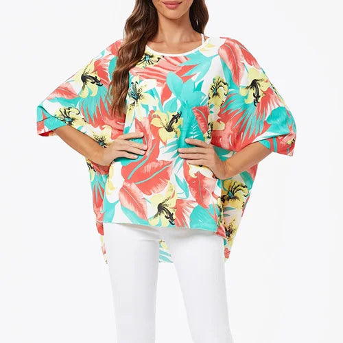 BHFlutter-camisa de talla grande para mujer, Top bohemio estampado, camiseta informal de gasa, 4XL, 5XL, 6XL, 2023