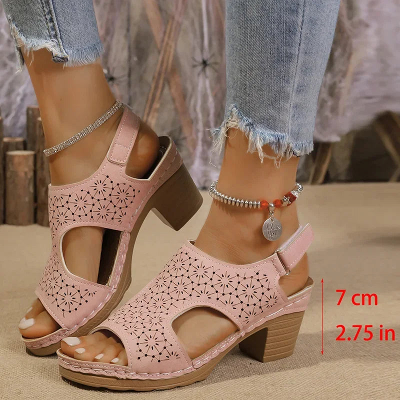 Sandalias de Tacón Alto Ahuecadas | Plataforma | Gancho | Antideslizantes | Talla Grande