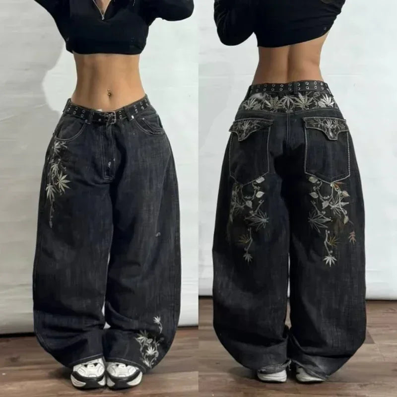 Jeans Y2K Lavado Multibolsillo | Holgado Pierna Ancha | Hip-hop Punk Vintage | Ticotrendy