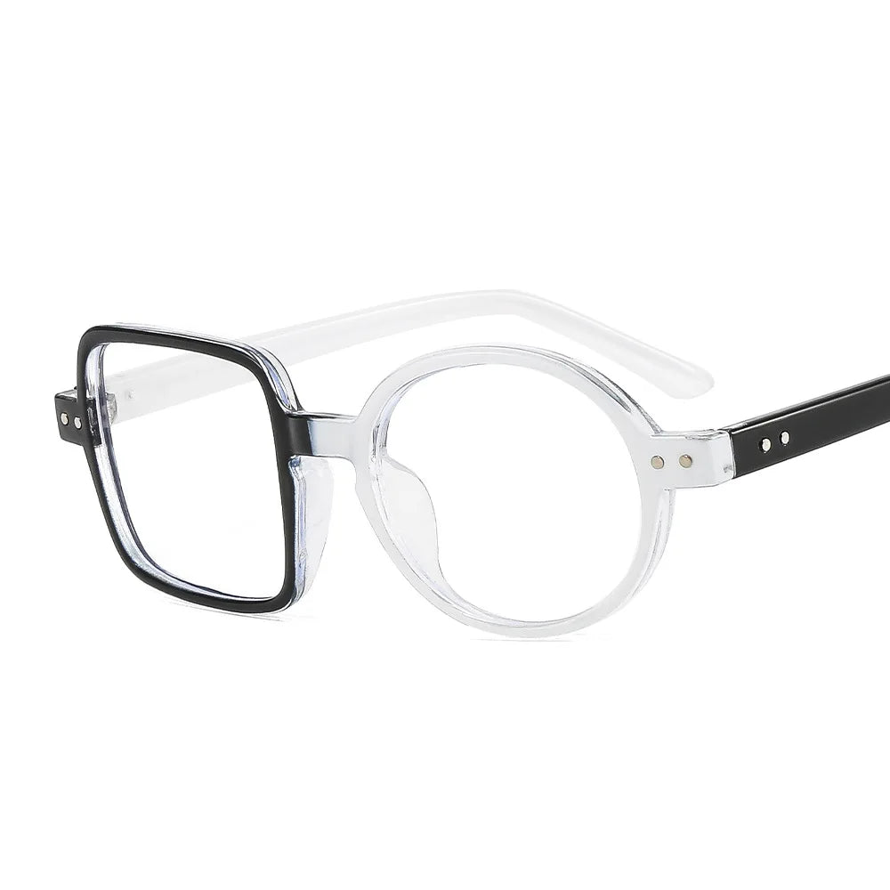 Montura Gafas Asimétricas Retro Redondas Cuadradas | Lentes Transparentes Unisex Ópticas