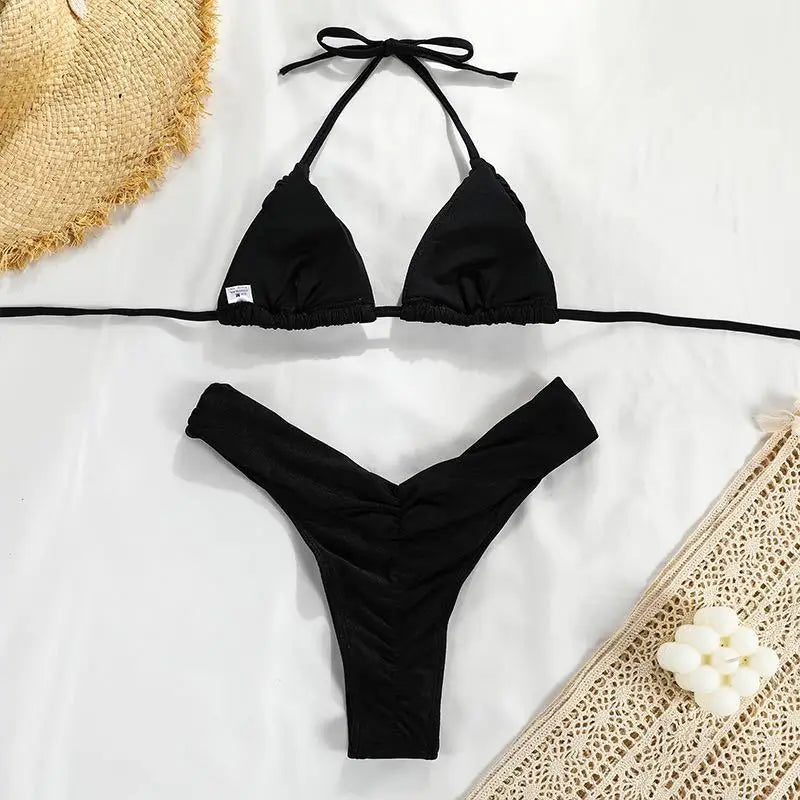 Bikini Dividido con Cuerda de Corbata - Estilo de Tres Puntos