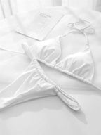 Conjunto de Bikini de Color Liso con Correa para Playa