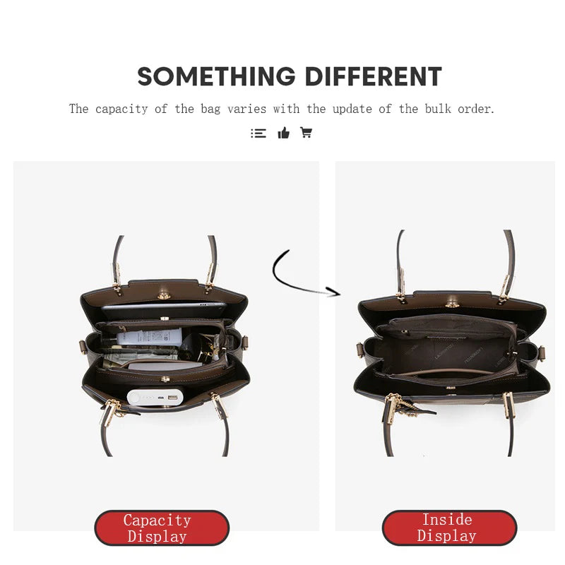 Marca LAORENTOU, bolso de mano de cuero sintético para mujer, bolso de hombro clásico para Otoño e Invierno 2025, bolso de mano de gran capacidad para trabajo de oficina