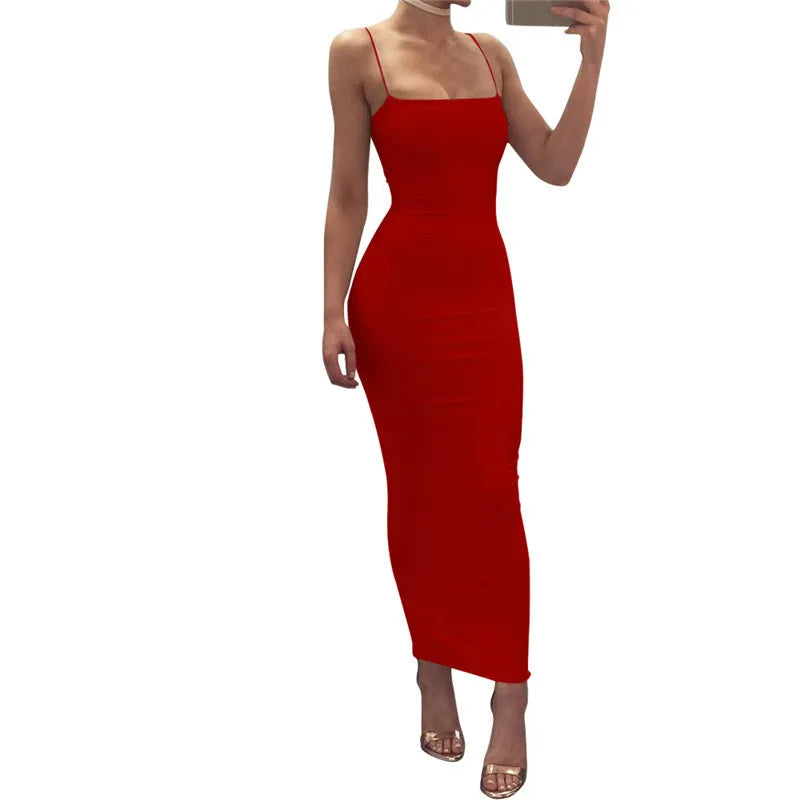 Vestido Sexy De Verano Ceñido Sin Mangas Espalda Descubierta 2025