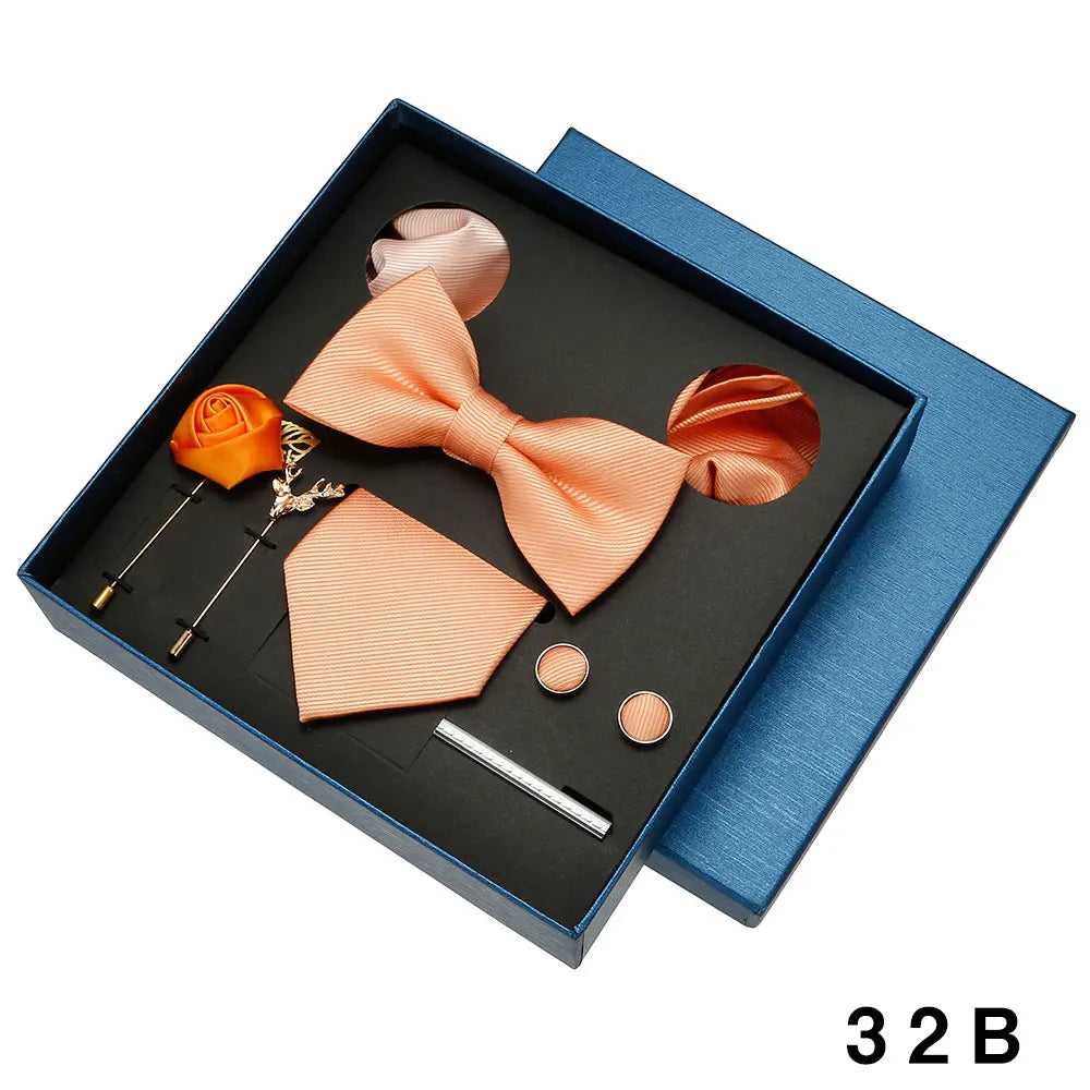 Set Corbata Pañuelo Gemelos Elegancia Formal Estilo Tico Regalo
