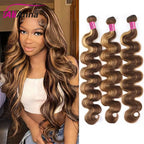 Mechones de Cabello Humano - Ombré Rubio Miel (P4/27) Ondulado
