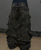 Jeans Y2K Lavado Multibolsillo | Holgado Pierna Ancha | Hip-hop Punk Vintage | Ticotrendy