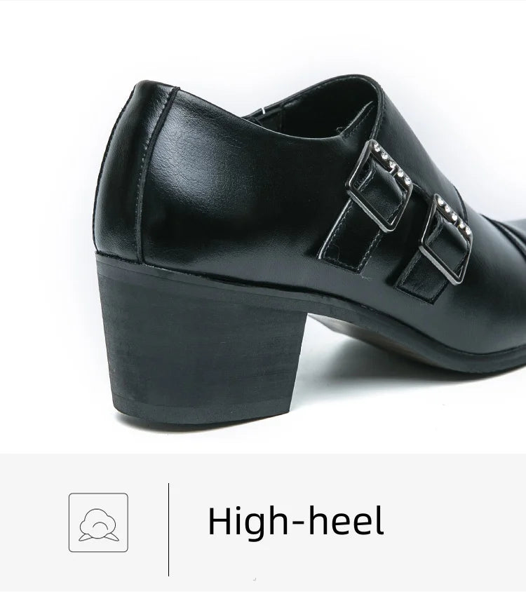 Zapatos Vestir Hombre Ticotrendy Piel Dividida Retro Punta Puntiaguda Boda | Con Hebilla