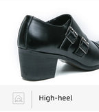Zapatos Vestir Hombre Ticotrendy Piel Dividida Retro Punta Puntiaguda Boda | Con Hebilla
