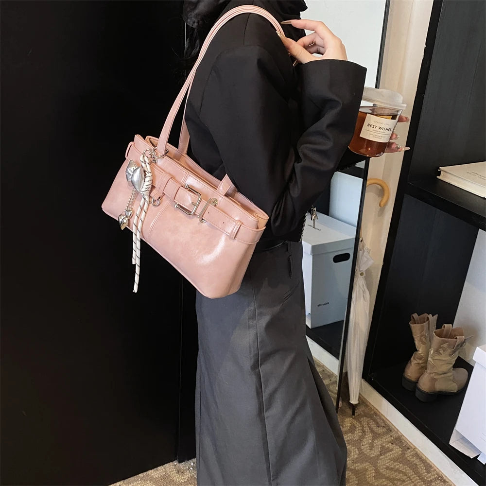 Bolso Hombro Diseño Hebilla Cinturón Lujo | Moda Versátil Tendencia Costa Rica