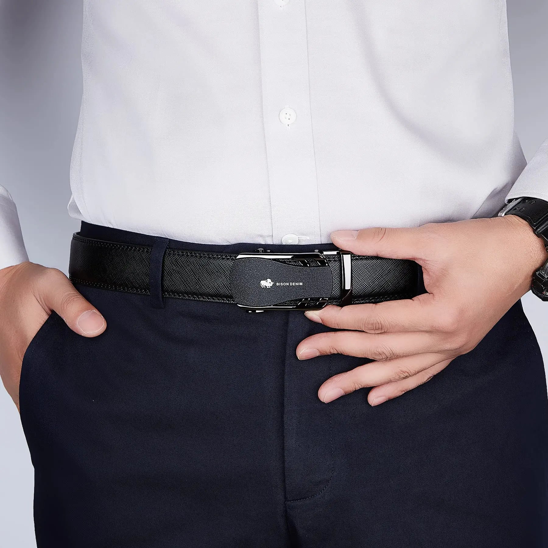 Luxury Brand Business Belt Men Top Quality Genuine Leather Waist Strap Black Male Simple Automatic Buckle Jeans Belts for Men