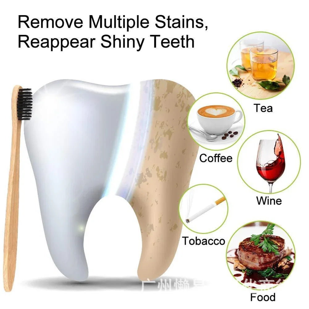 2 tipos de polvo para blanquear los dientes, carbón orgánico activado Natural, sabor a limón, polvo de enzimas para el aliento fresco, higiene bucal Dental