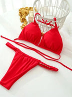 Conjunto de Bikini de Color Liso con Correa para Playa