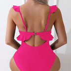 Traje de Baño de Una Pieza con Volantes - Monocromático y Sexy 2024