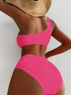 Bikini de Un Hombro y Tiro Alto - Conjunto Elegante para la Arena