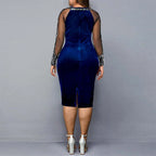 Vestido Elegante | Talla Grande | Manga Larga y Retazos