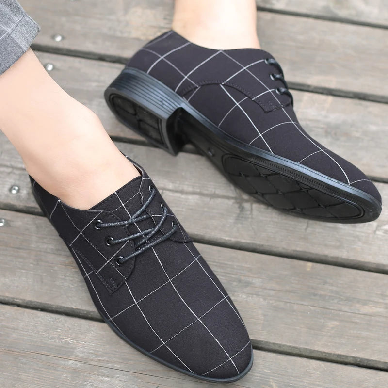 Zapatos Hombre Lona Formales Casuales Punta Puntiaguda Geométricos | Verano