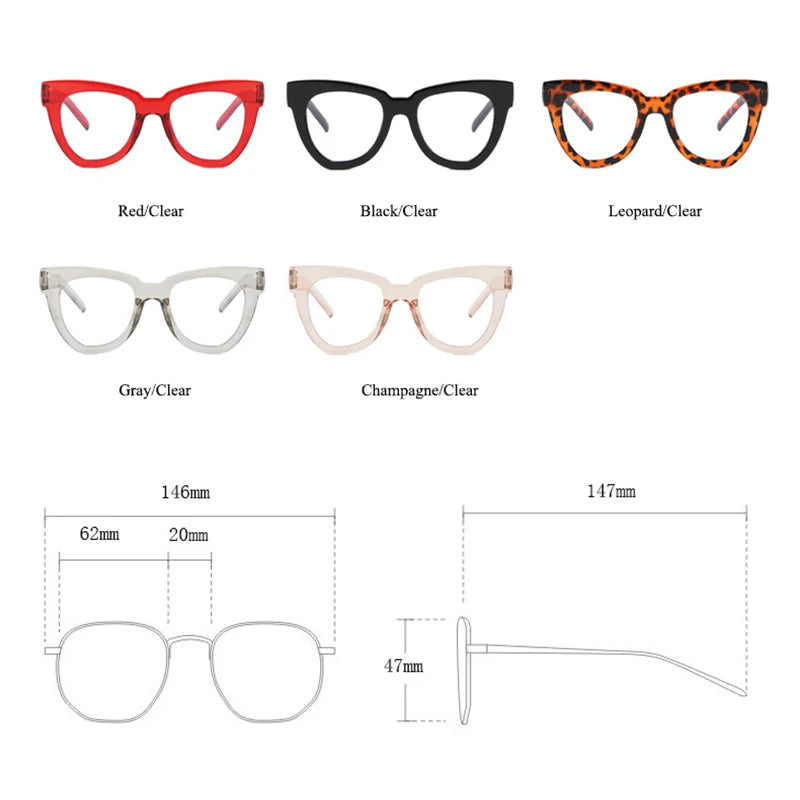 Montura Gafas Ojo Gato Marco Grande Retro Unisex | Antiazules Ópticas Titanio Plástico
