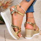 Sandalias de Cuña Doradas | Estilo Tico | Elegancia Tropical