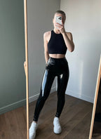 Leggings Cuero Espejo Brillante | Colorido Sexy Cintura Alta | Elástico Ajustado Primavera | Ticotrendy