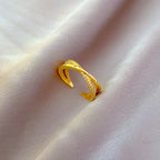 Anillos ajustables con forma de cruz de circón Simple para mujeres y niñas, anillos de cobre de Color dorado a la moda, accesorios para dedos, regalos