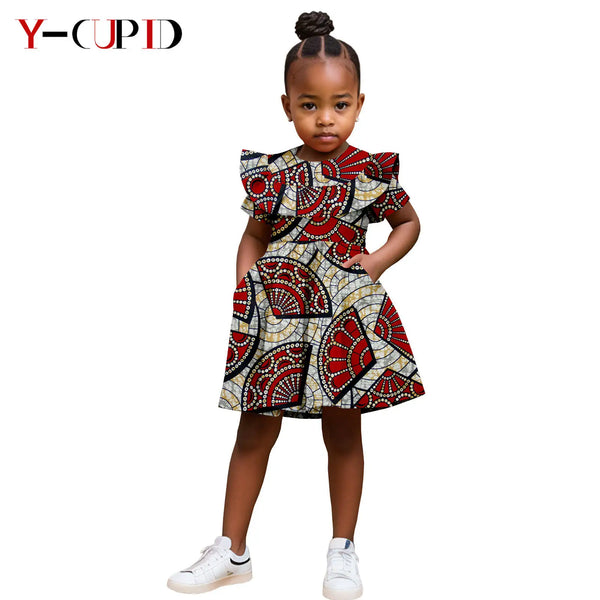 Vestido Ankara Volantes Algodón Niña | Verano Africano | Tallas XS-XXL | Tico Trendy
