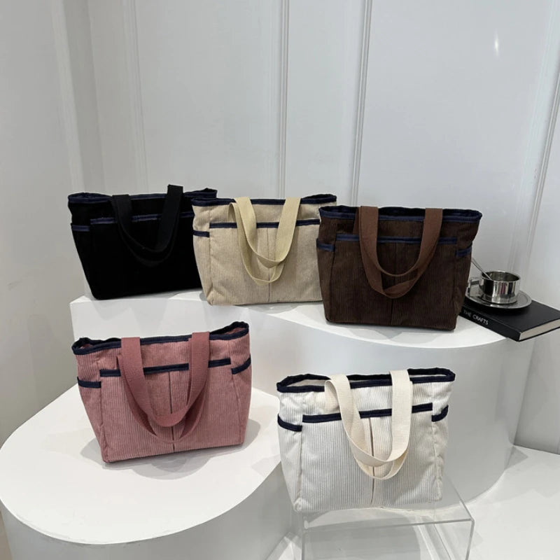 Bolso Hombro Pana Mujer Vintage Gran Capacidad Informal