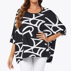 BHFlutter-camisa de talla grande para mujer, Top bohemio estampado, camiseta informal de gasa, 4XL, 5XL, 6XL, 2023
