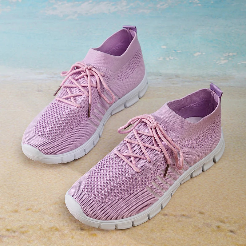 Zapatillas de Punto Transpirables | Plataforma | Suela Blanda | Talla Grande | Verano