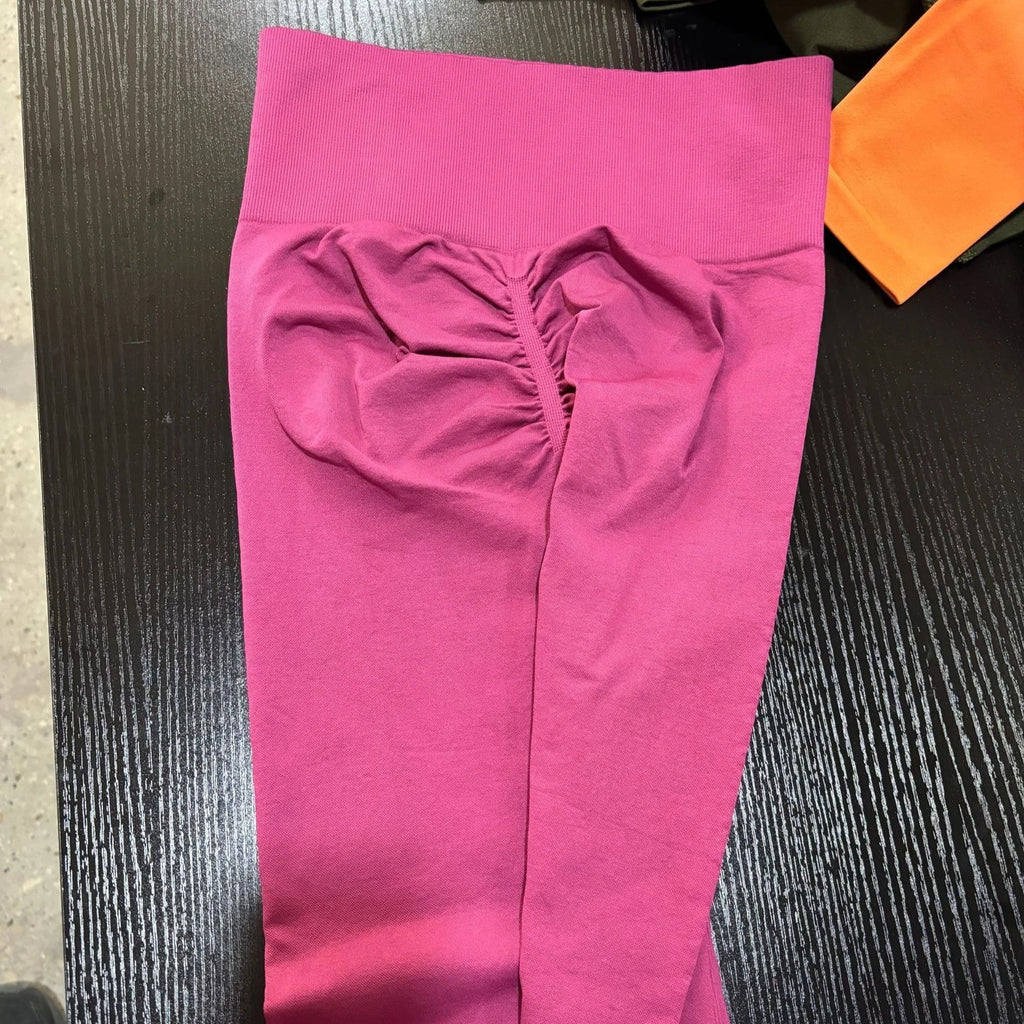 VEQKING, pantalones de Yoga de cintura alta para mujer, mallas deportivas sin costuras para realzar la cadera, mallas elásticas sólidas de realce para gimnasio, pantalones de entrenamiento para Fitness