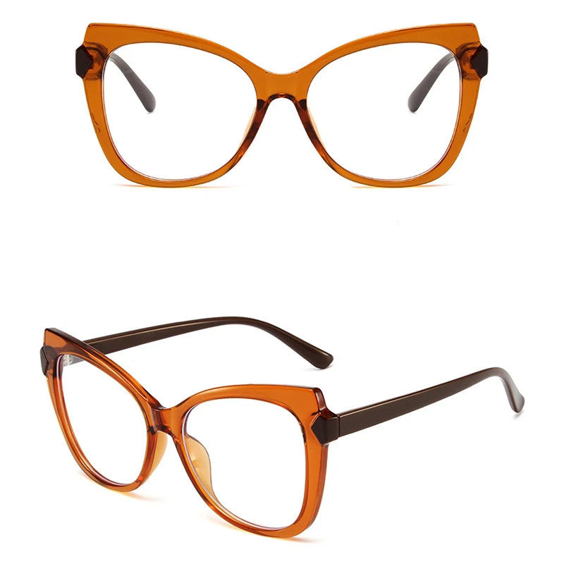 Montura Gafas Ojo Gato Lujo Personalidad | Protección Luz Azul Óptica Titanio Plástico