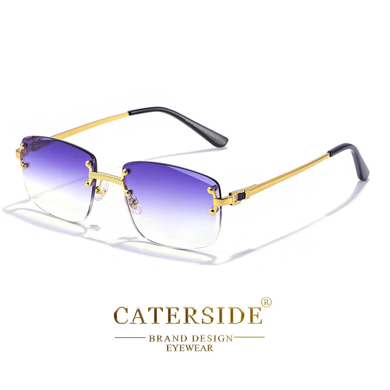 Gafas de Sol CATERSIDE | Cobre y Lentes Degradados Azules | Cuadradas Sin Montura | Lujo Unisex