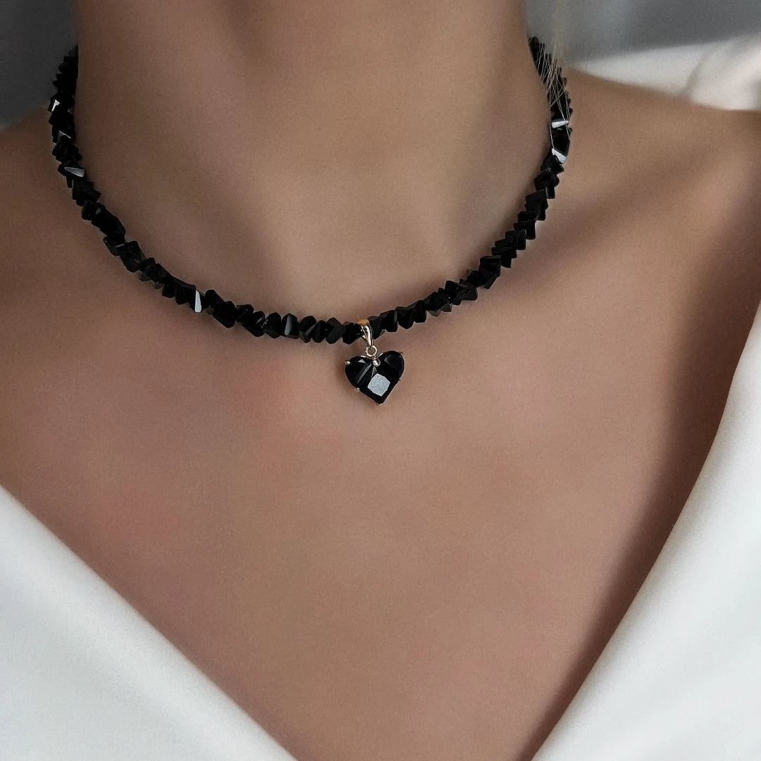 Collar Corazón Circón ∣ Vintage Bohemio Sexy ∣ Cadena Serpiente Cristal