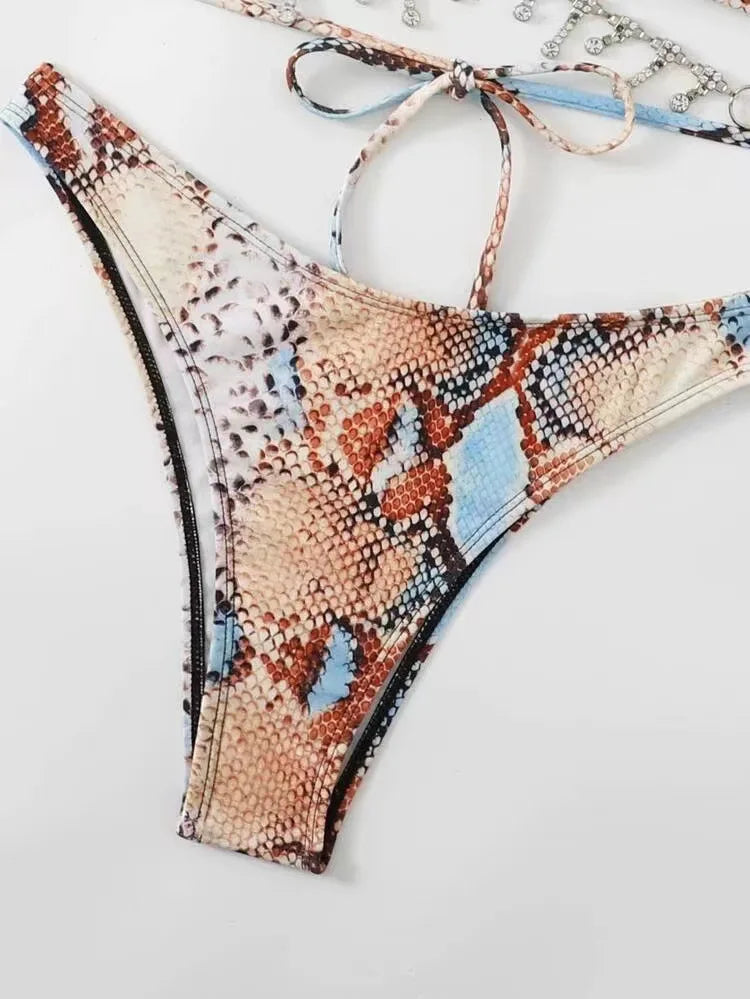 Bikini de Serpiente con Lentejuelas - Traje de Baño Glam para la Arena
