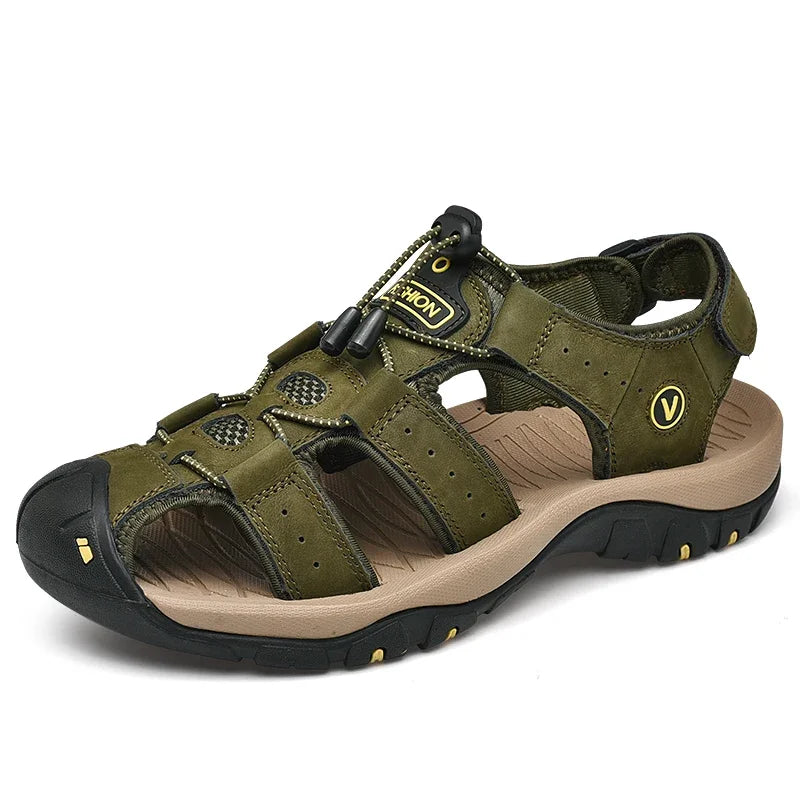 Sandalias Cuero Genuino Hombre Ticotrendy Casual Plataforma Hebilla | Moda Lujo Ajustable
