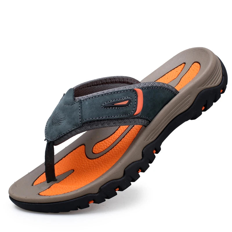 Chanclas Cuero Vaca Hombre Verano | Antideslizantes Playa Talla Grande Casual