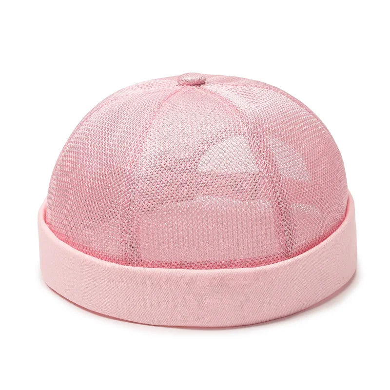 Primavera Verano Retro hombres mujeres Skullcap sombrero Docker marinero mecánico sin ala calle Hip hop gorra malla transpirable Casual