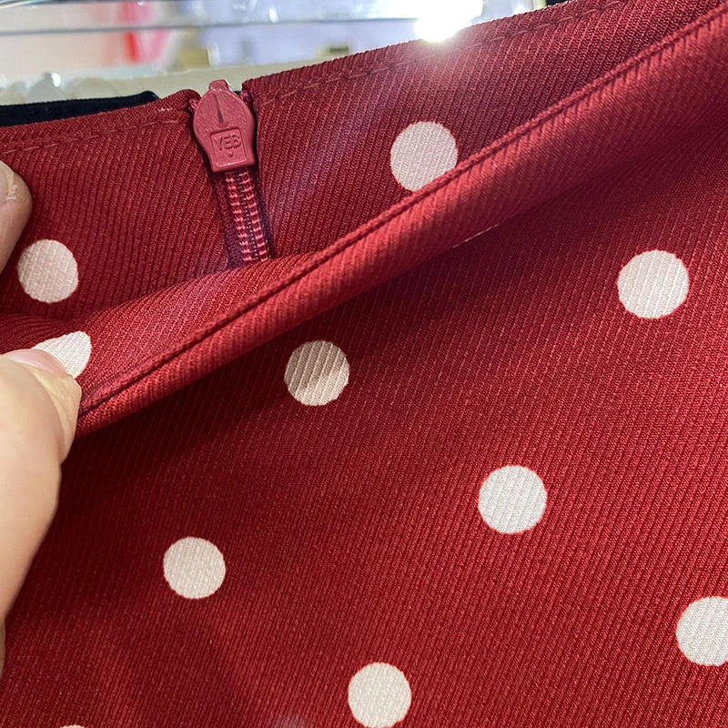 Falda Corta Acampanada | Estampado de Puntos | Estilo Coreano Retro