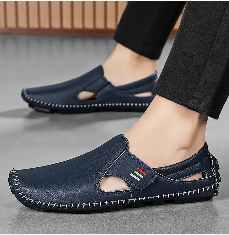 Mocasines Cuero Hombre 2025 ∣ Ahuecados Conducción ∣ Lujo Verano