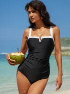 Traje de Baño Sexy de Cuello V y Cintura Alta | Playa