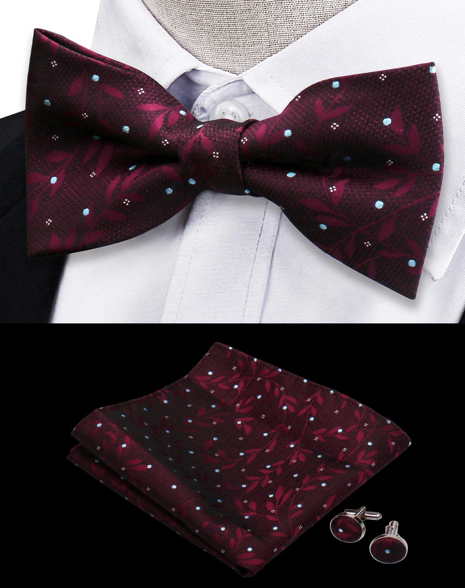 Conjunto Pajarita Pañuelo Gemelos Estilo Novedad Elegancia Pura Vida