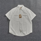Camisa Informal Hombre | Algodón Retro | Bolsillo Tubo | Manga Corta | Ticotrendy