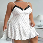 Camisón con Tirantes y Encaje | Cuello V Hasta la Rodilla | Talla Grande XL-5XL | Tico Trendy